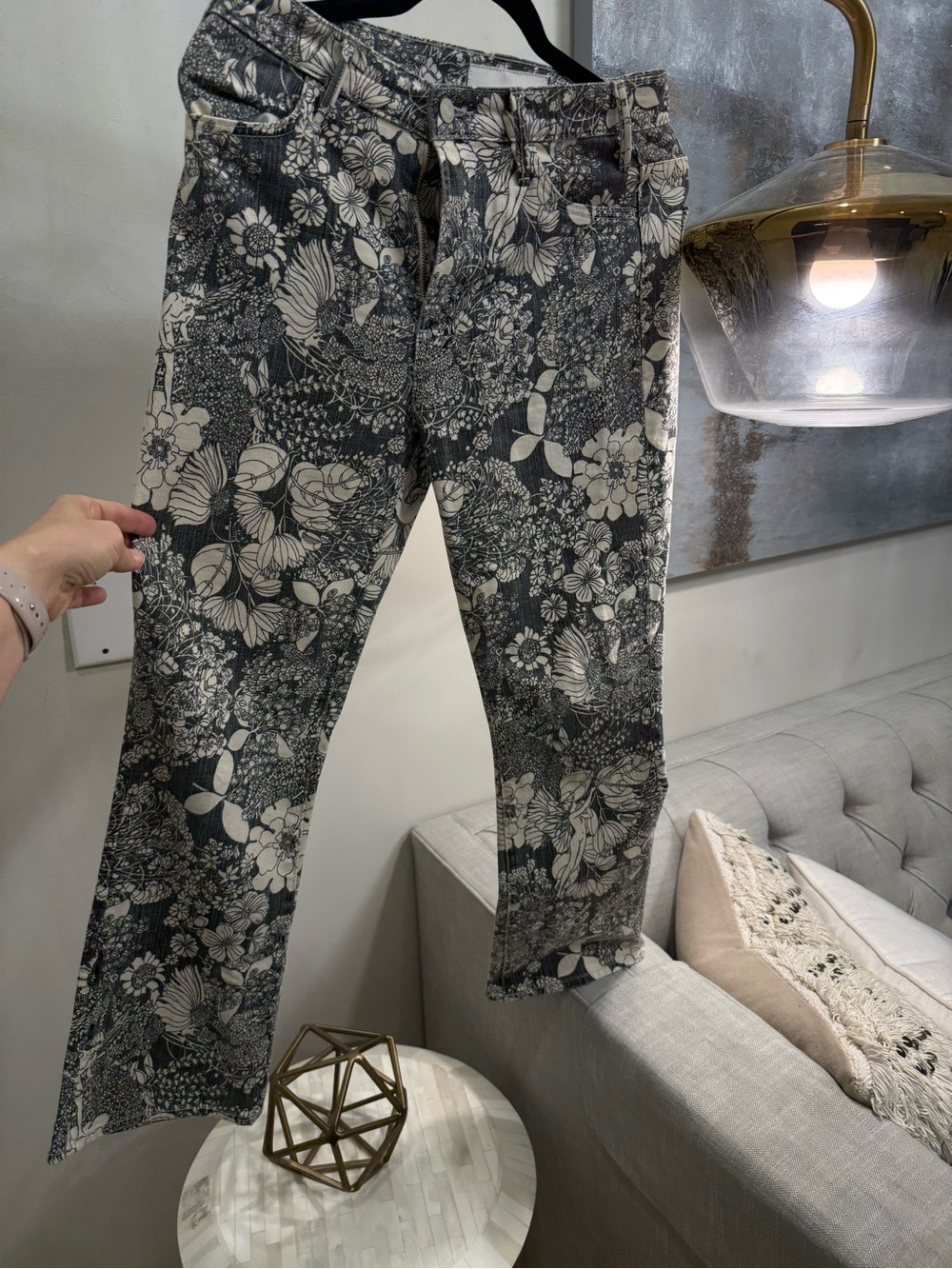 Black & Cream Floral Printed Pants